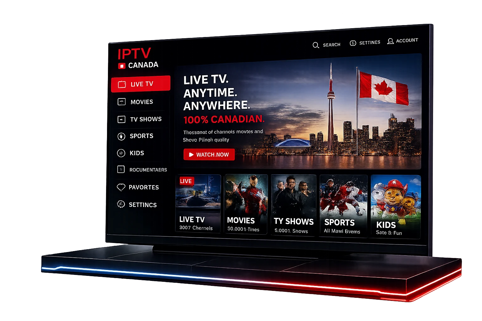 IPTV Canada — Watch 50,000+ channels in 4K Ultra HD on all your devices